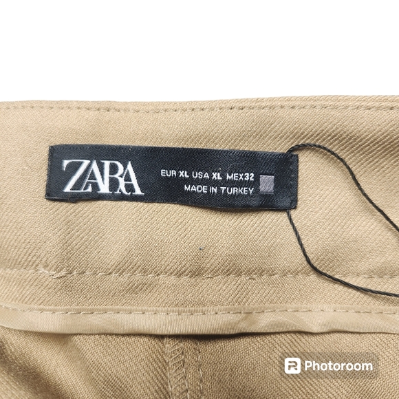 NWT ZARA Crossover Pleated Pants Sz. XL Khaki Asymmetrical - Picture 6 of 11